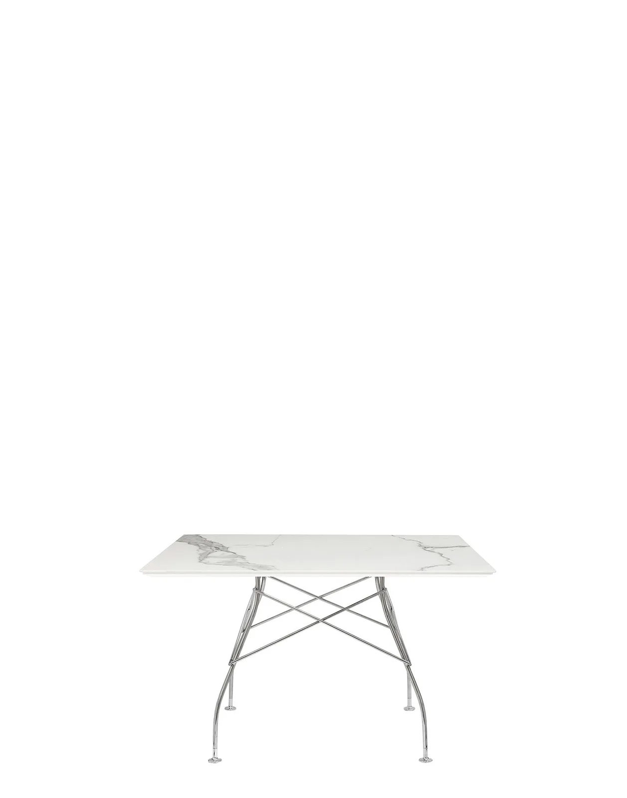 Стол Glossy (белый/хромированный) 118x118см, мрамор Kartell, арт. 4590/MB