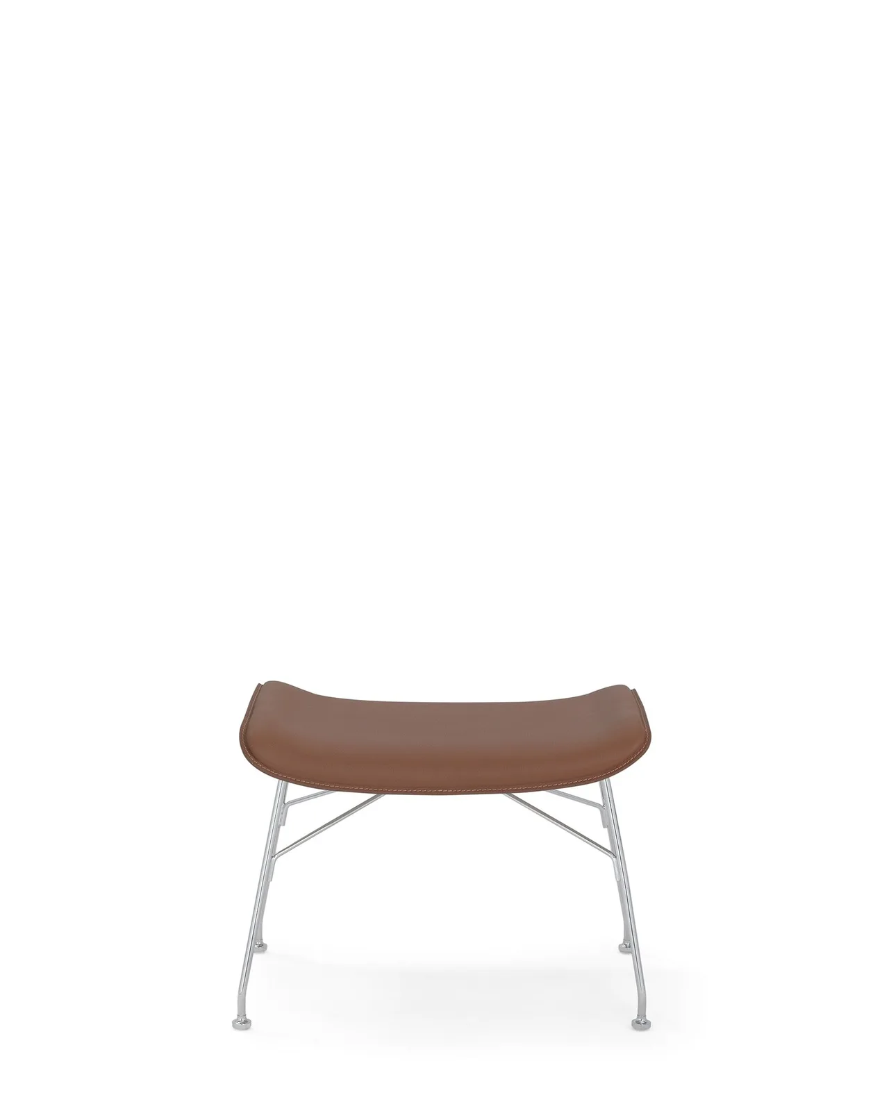 Подставка для ног S/Wood (дерево/хромированная) с текстурой и кожей Kartell