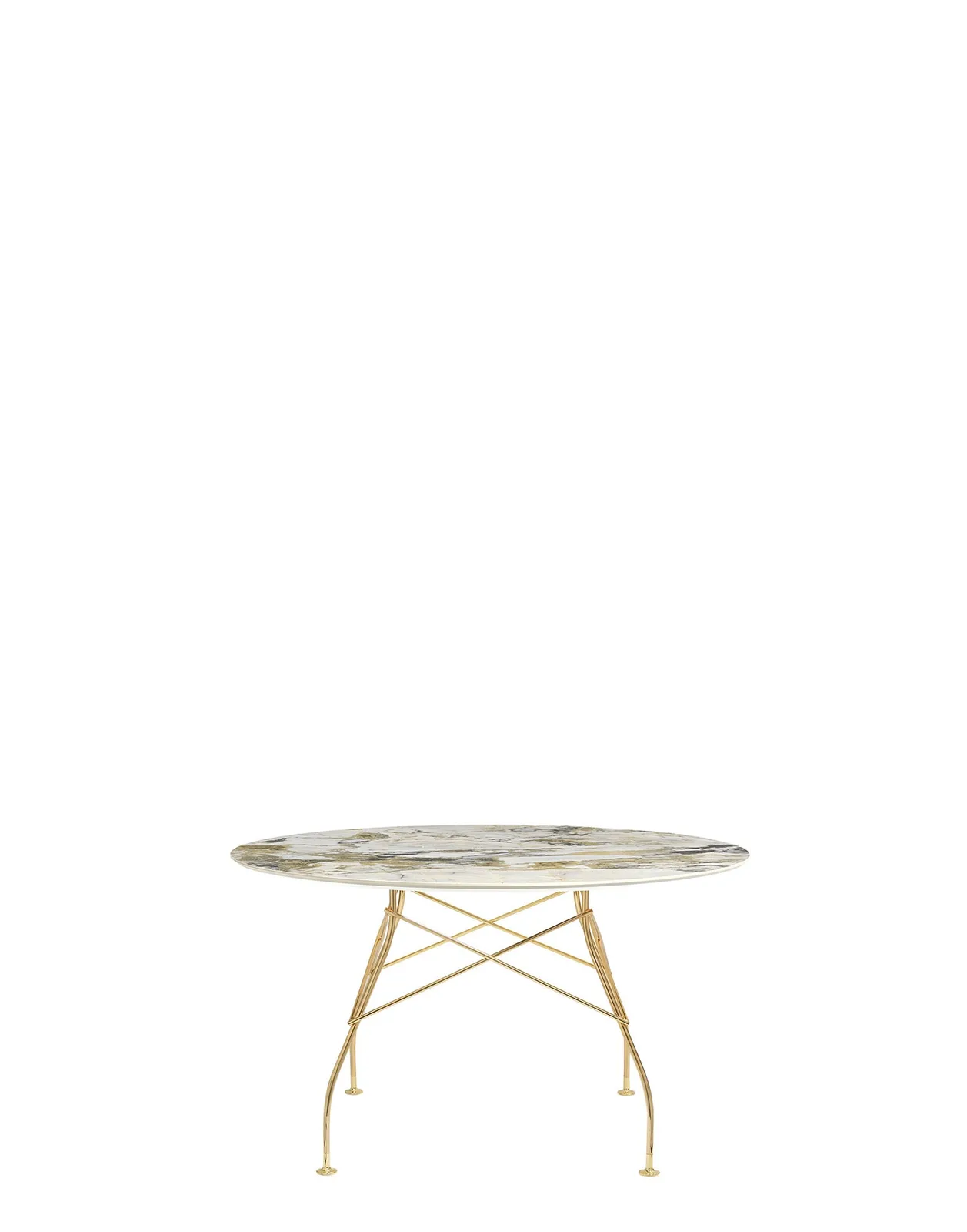 Стол Glossy (бежевый/золотой) диаметр 128см, мрамор Kartell, арт. 4580/MS