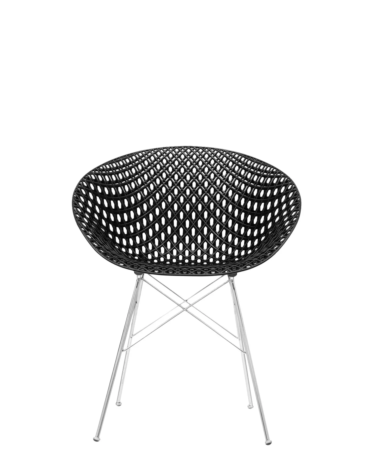 Кресло Smatrik (черное/хромированное) на ножках Kartell