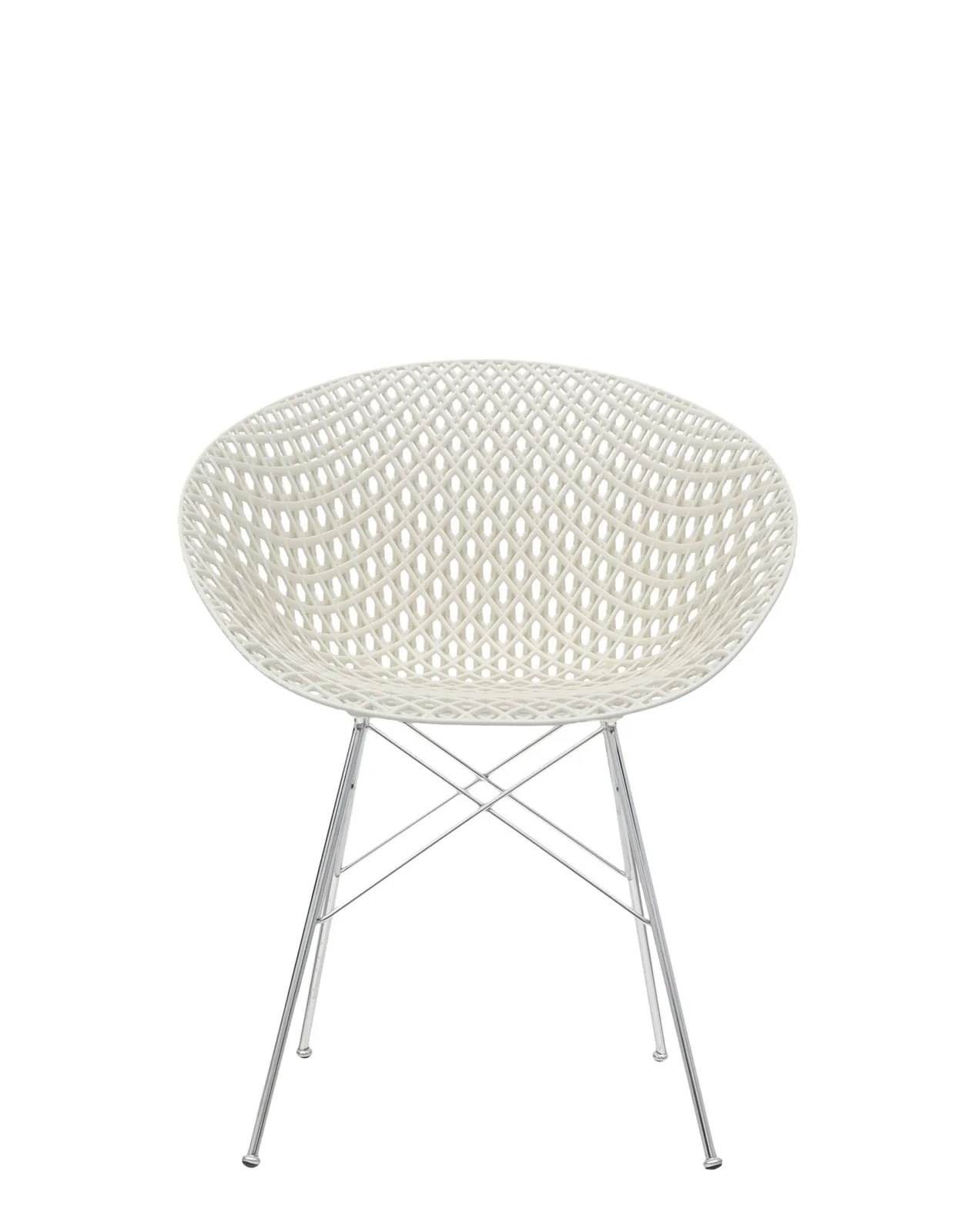 Кресло Smatrik (белое /хромированное) на ножках Kartell
