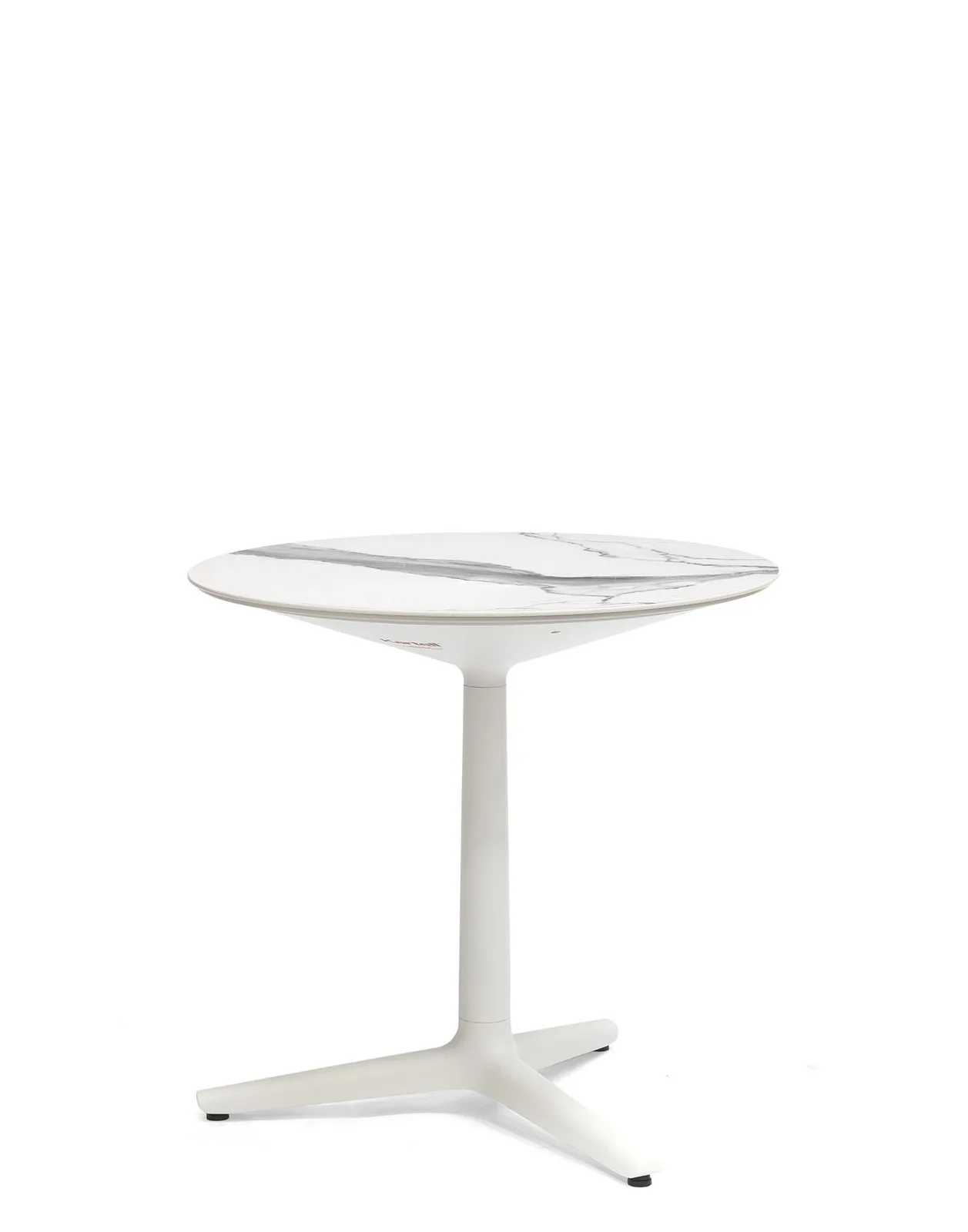 Стол Multiplo (белый) 78х78см, мрамор, треногое основание Kartell