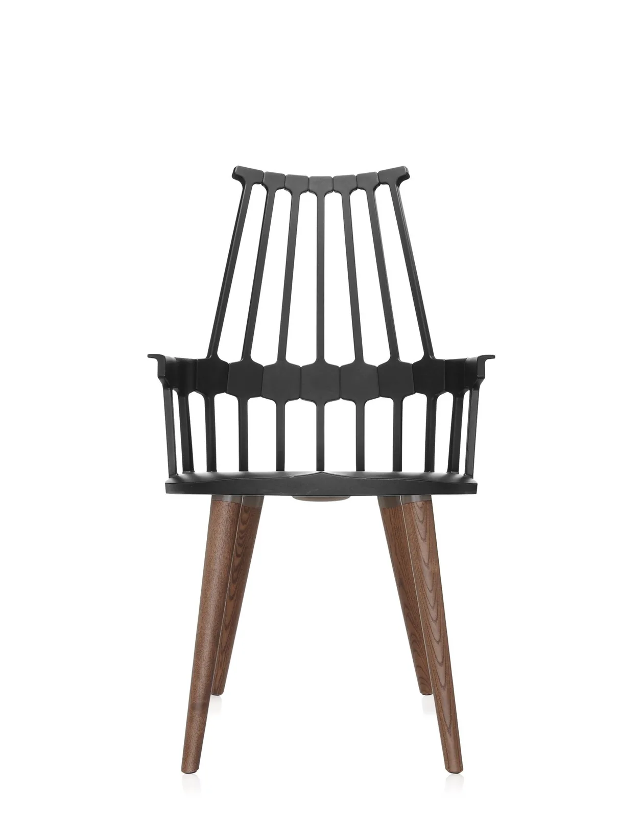 Кресло Comback (черное/дубовое) на деревянных ножках Kartell, арт. 5954/99