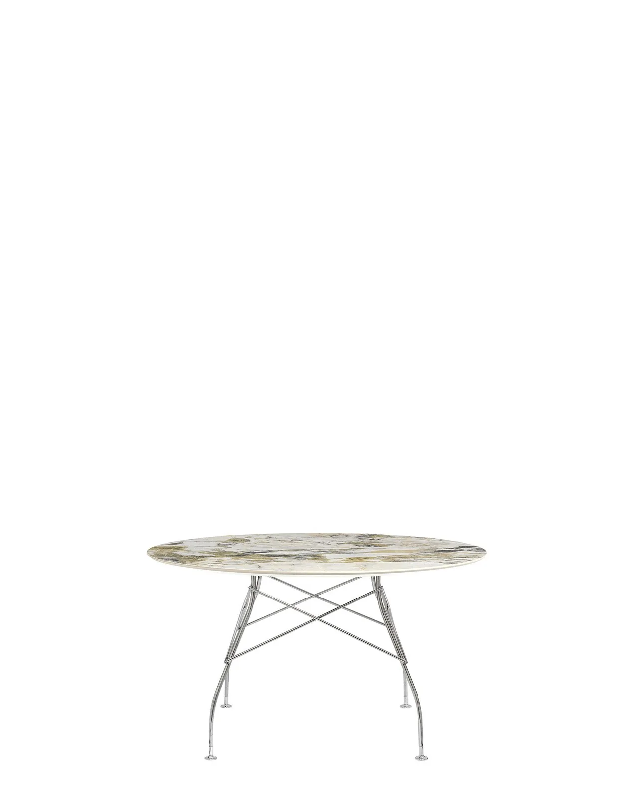Стол Glossy (бежевый/хромированный) диаметр 128см, мрамор Kartell, арт. 4584/MS