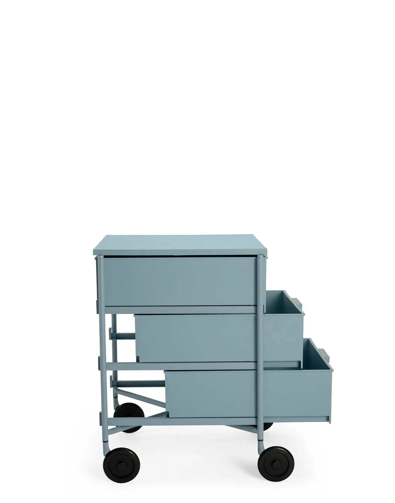 Контейнер Mobil на колесах (голубой матовый) с тремя ящиками Kartell, арт. 2012/AZ — изображение товара 3