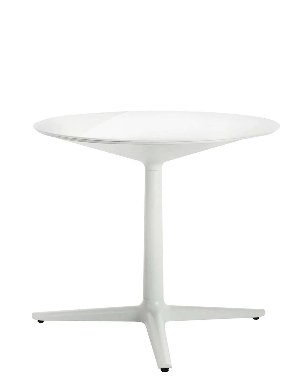 Стол Multiplo (белый) диаметр 78см, стекло, треногое основание Kartell