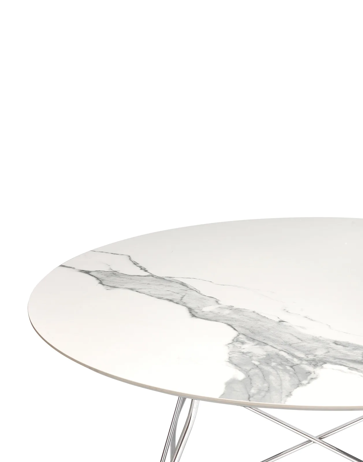 Стол Glossy (белый/хромированный) диаметр 118см, мрамор Kartell, арт. 4588/MB — изображение товара 2