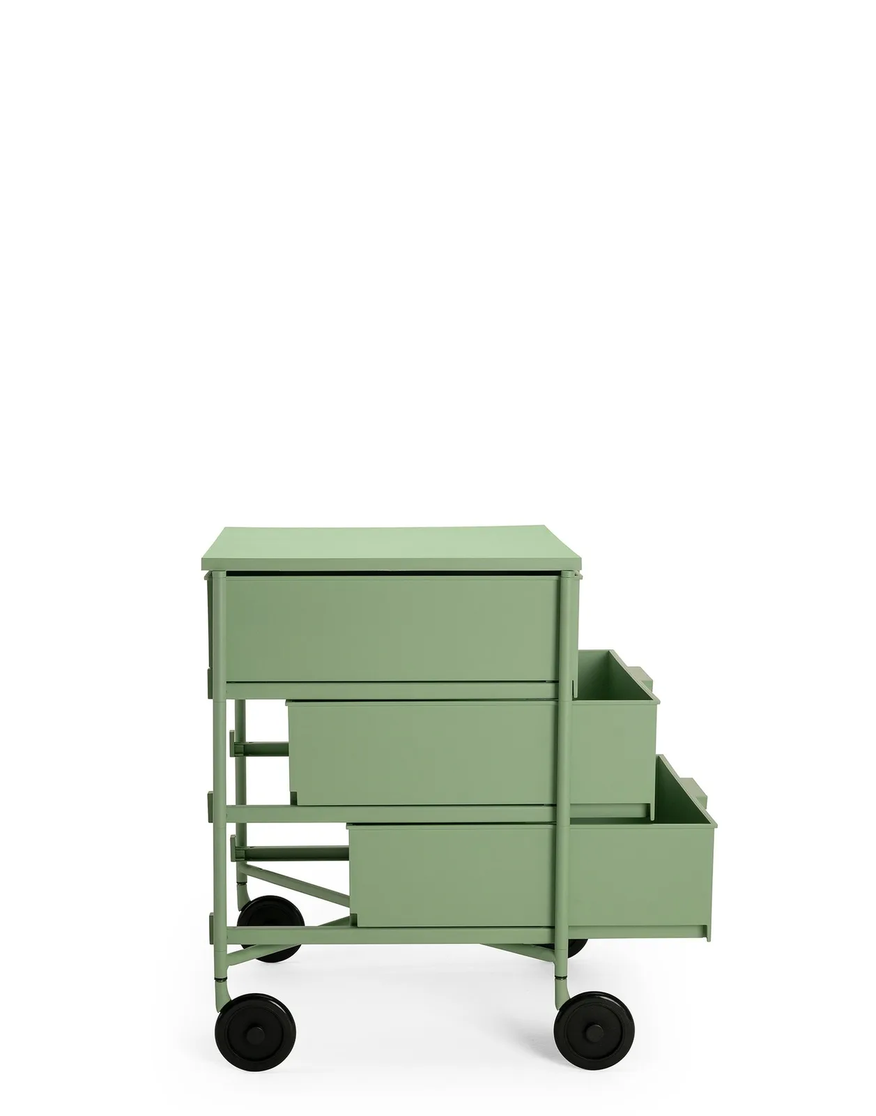 Контейнер Mobil на колесах (зеленый матовый) с тремя ящиками Kartell, арт. 2012/VE — изображение товара 2