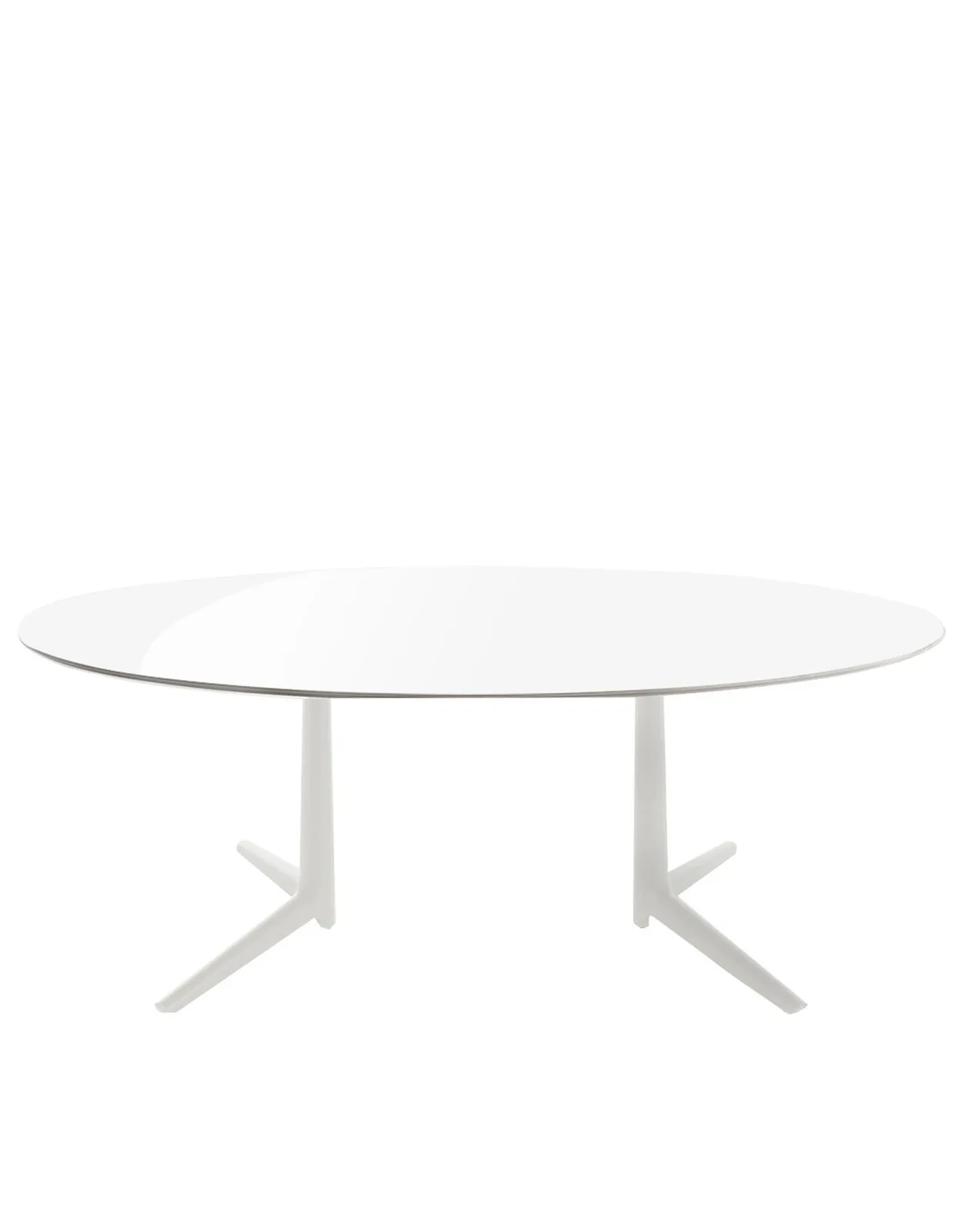 Стол Multiplo (белый) 192x118см, стекло, овальный Kartell