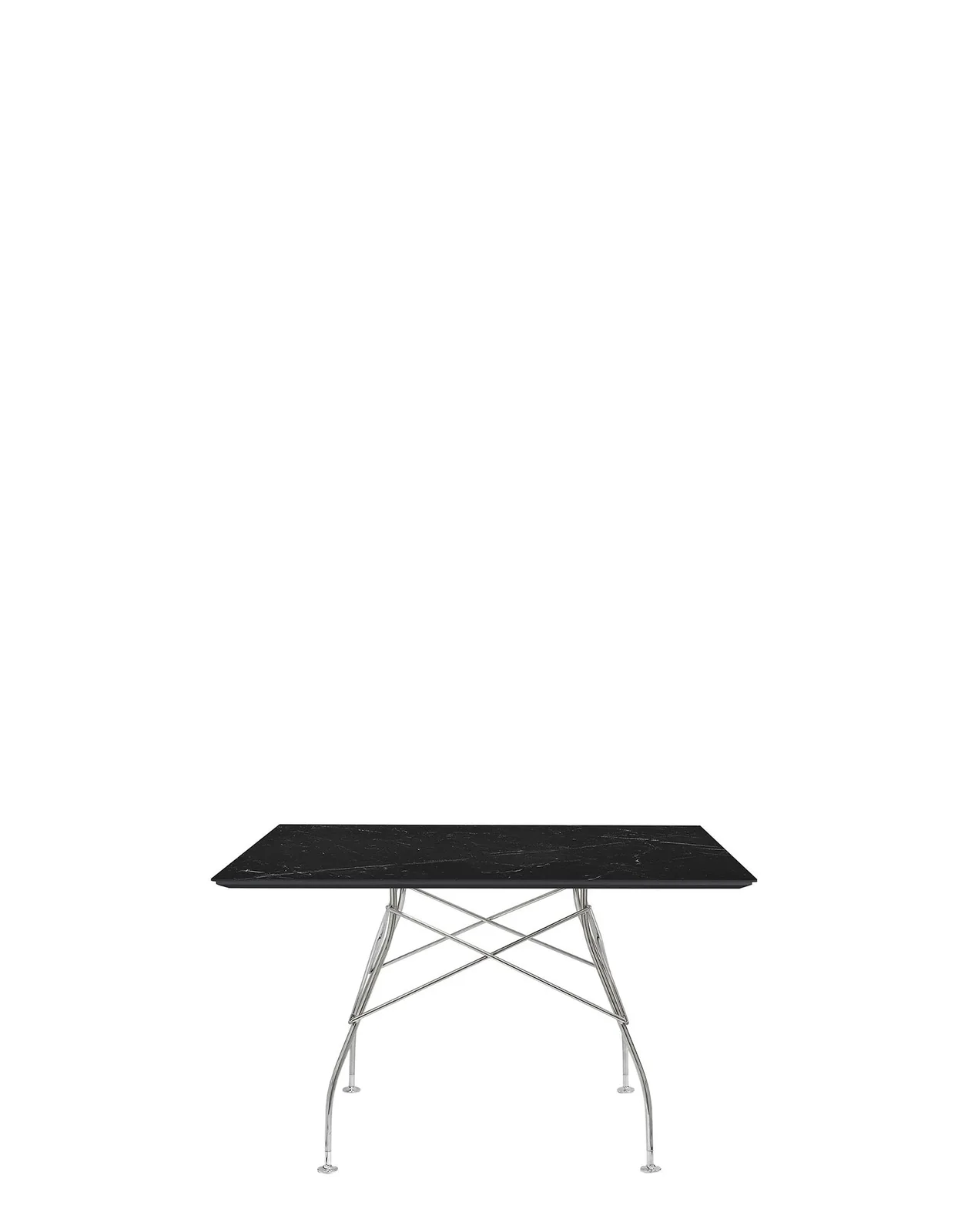 Стол Glossy (черный/хромированный) 118x118см, мрамор Kartell, арт. 4590/MN