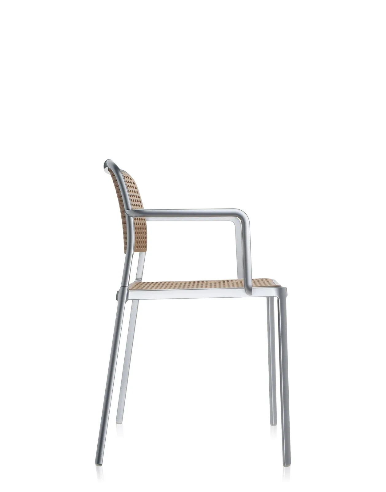Стул Audrey Shiny с подлокотниками (бежевый/хромированный) Kartell, арт. 5878/L4 — изображение товара 3