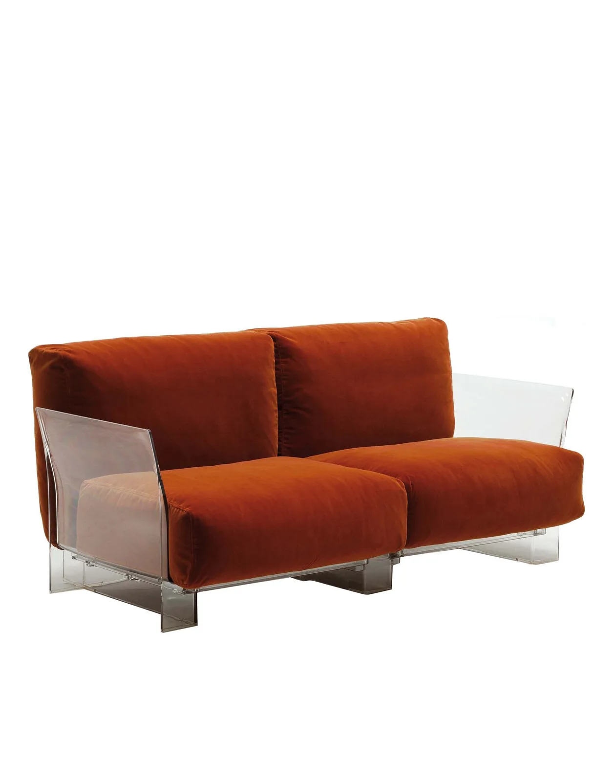Диван Pop двухсекционный (оранжевый/кристалл) в отделке Хлопок Kartell, арт. 6042/46 — изображение товара 1