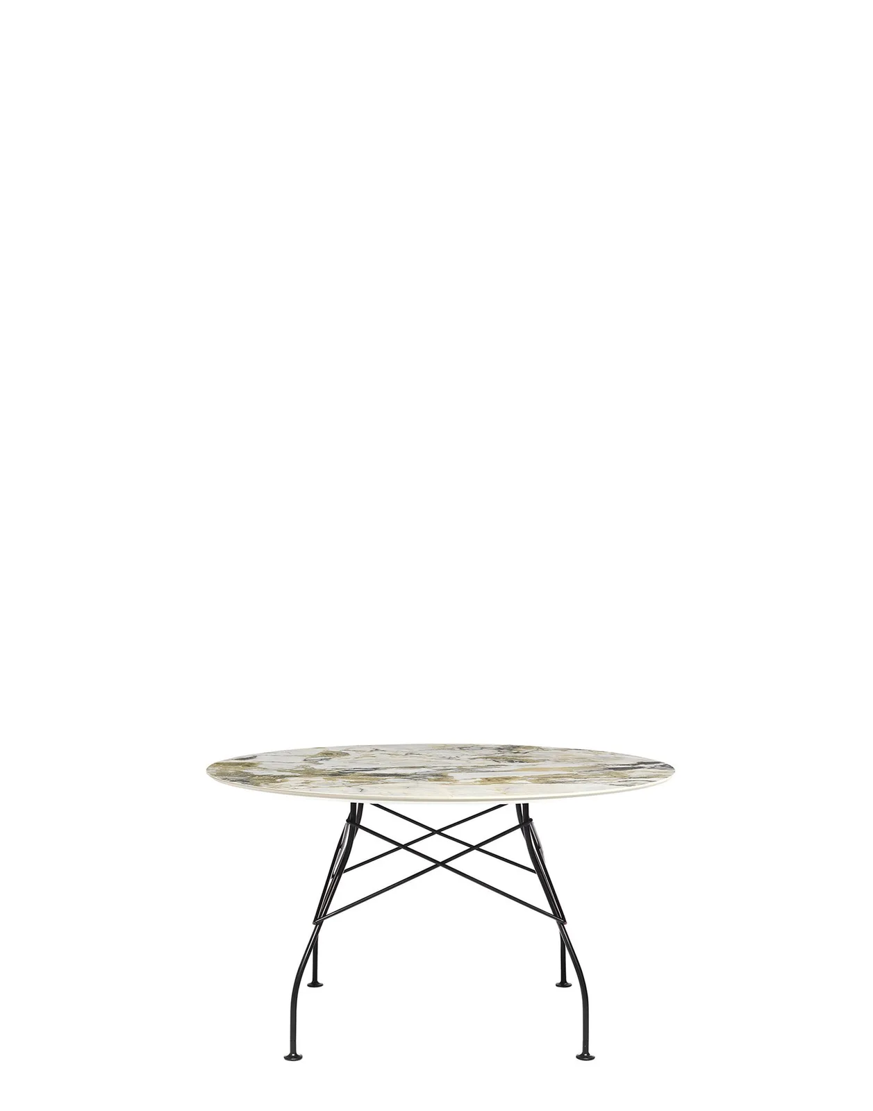 Стол Glossy (бежевый/черный) диаметр 128см, мрамор Kartell, арт. 4578/MS