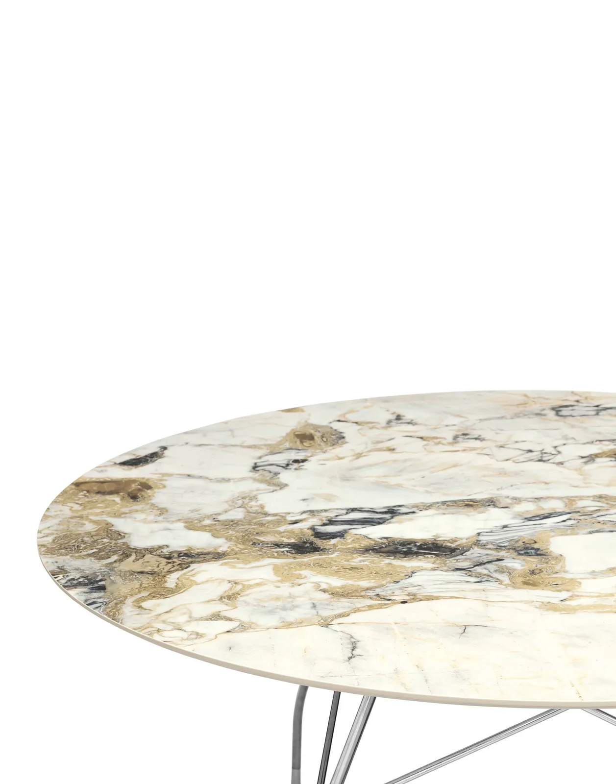 Стол Glossy (бежевый/хромированный) диаметр 128см, мрамор Kartell, арт. 4584/MS — изображение товара 2