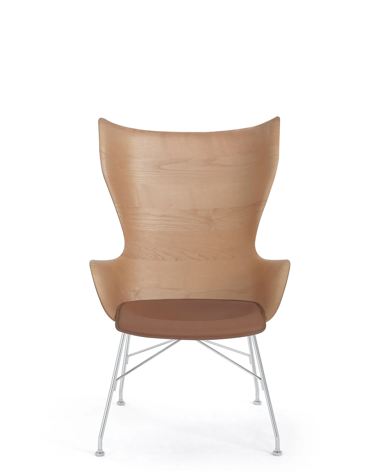 Кресло K/Wood (дерево/хромированное) с текстурой и кожей Kartell