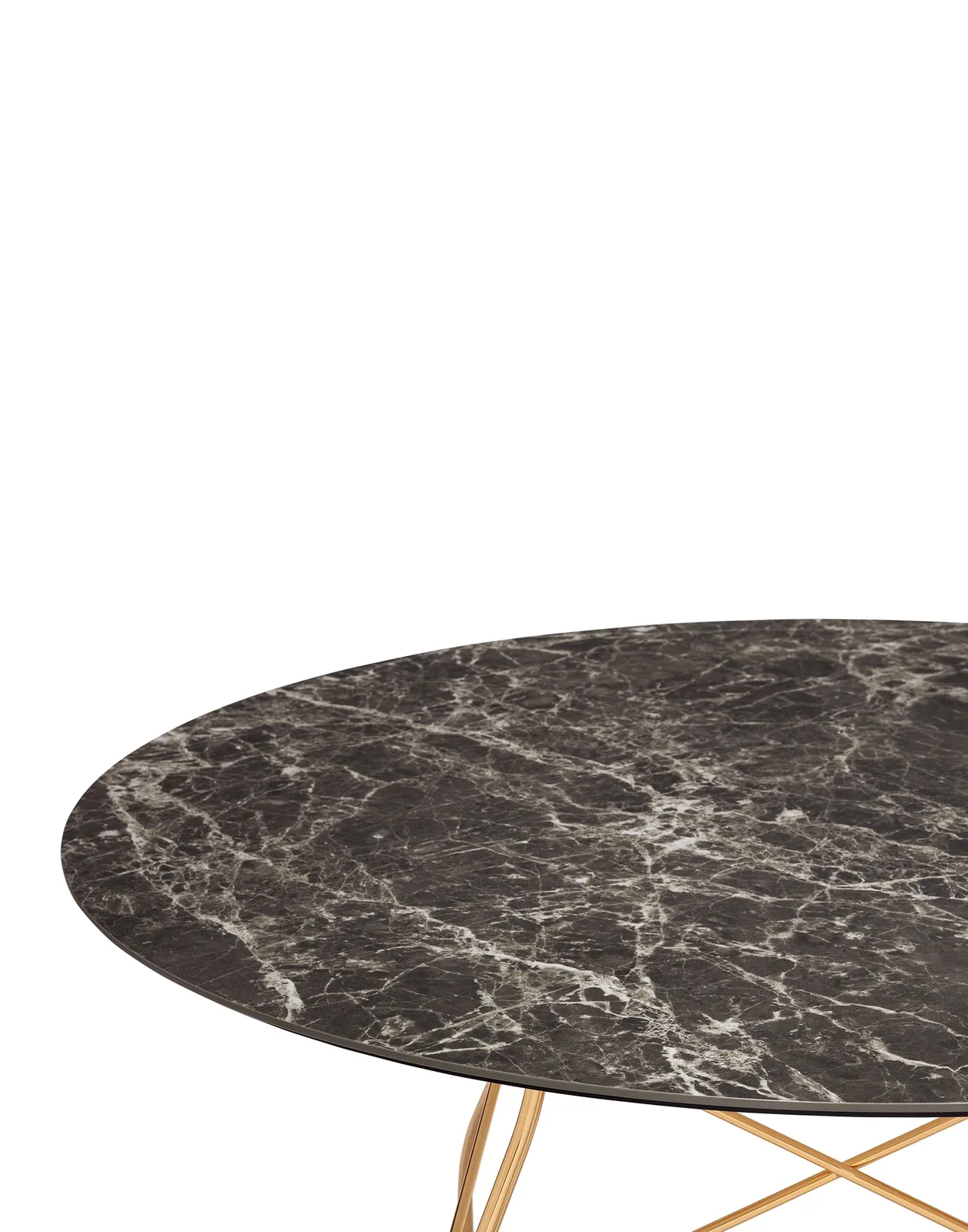 Стол Glossy (коричневый/золотой) диаметр 128см, мрамор Kartell, арт. 4580/MM — изображение товара 2