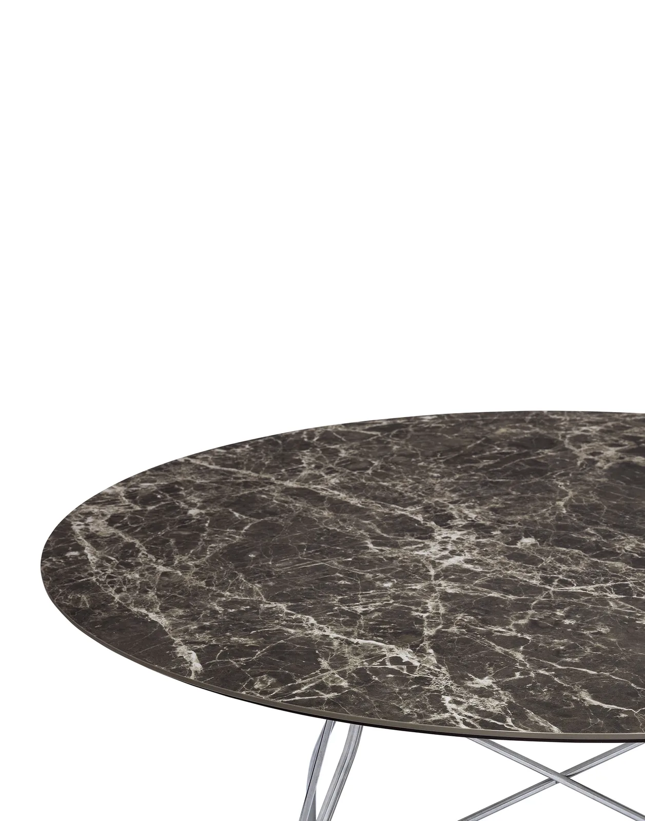 Стол Glossy (коричневый/хромированный) диаметр 128см, мрамор Kartell, арт. 4584/MM — изображение товара 2