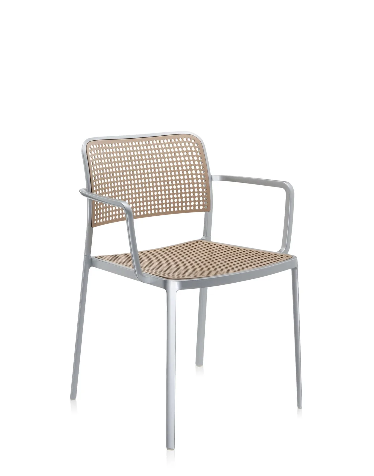 Стул Audrey Shiny с подлокотниками (бежевый/хромированный) Kartell, арт. 5878/L4 — изображение товара 4