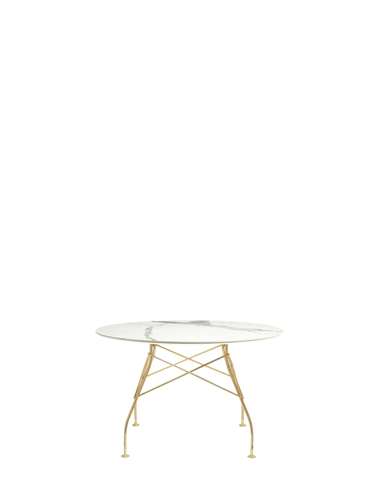 Стол Glossy (белый/золотой) диаметр 118см, мрамор Kartell, арт. 4589/MB