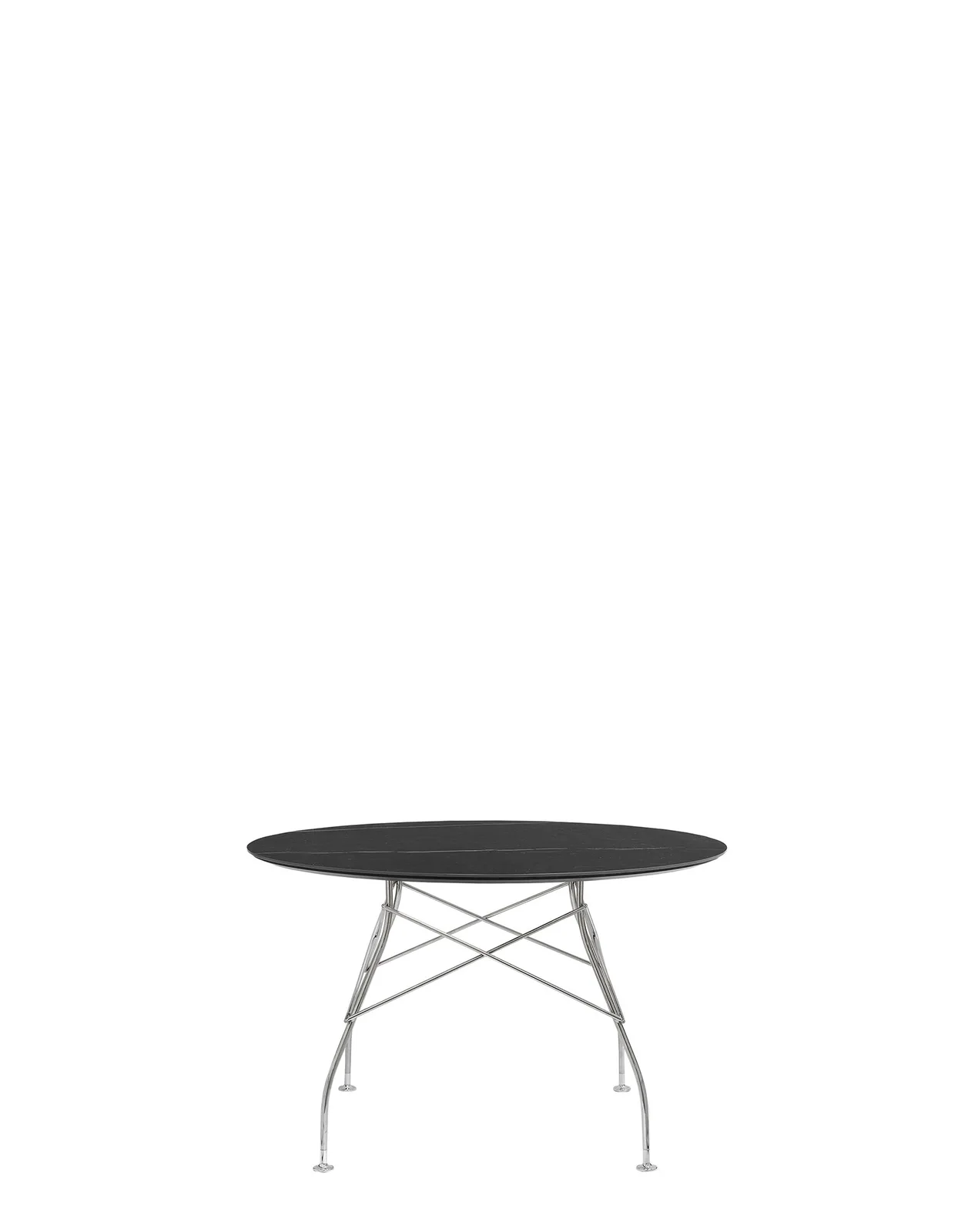 Стол Glossy (черный/хромированный) диаметр 118см, мрамор Kartell, арт. 4588/MN