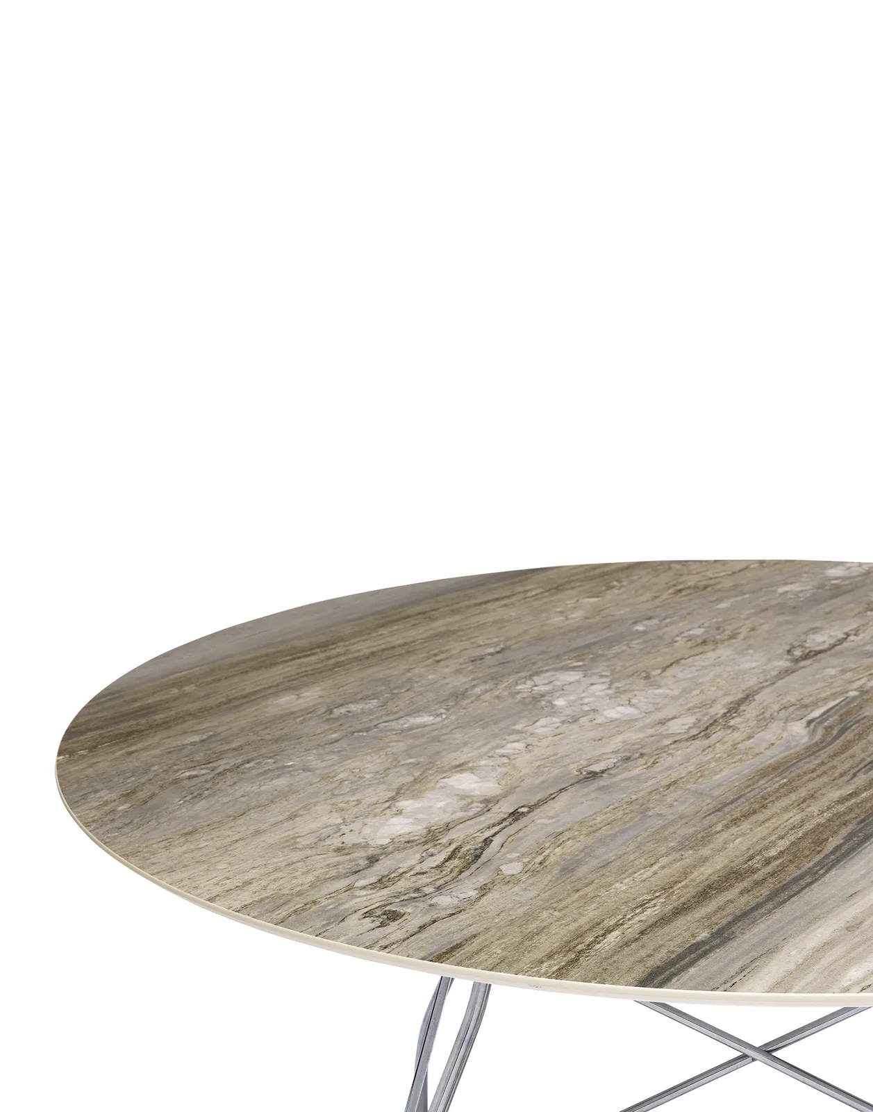 Стол Glossy (серый/хромированный) диаметр 128см, мрамор Kartell, арт. 4584/MG — изображение товара 2