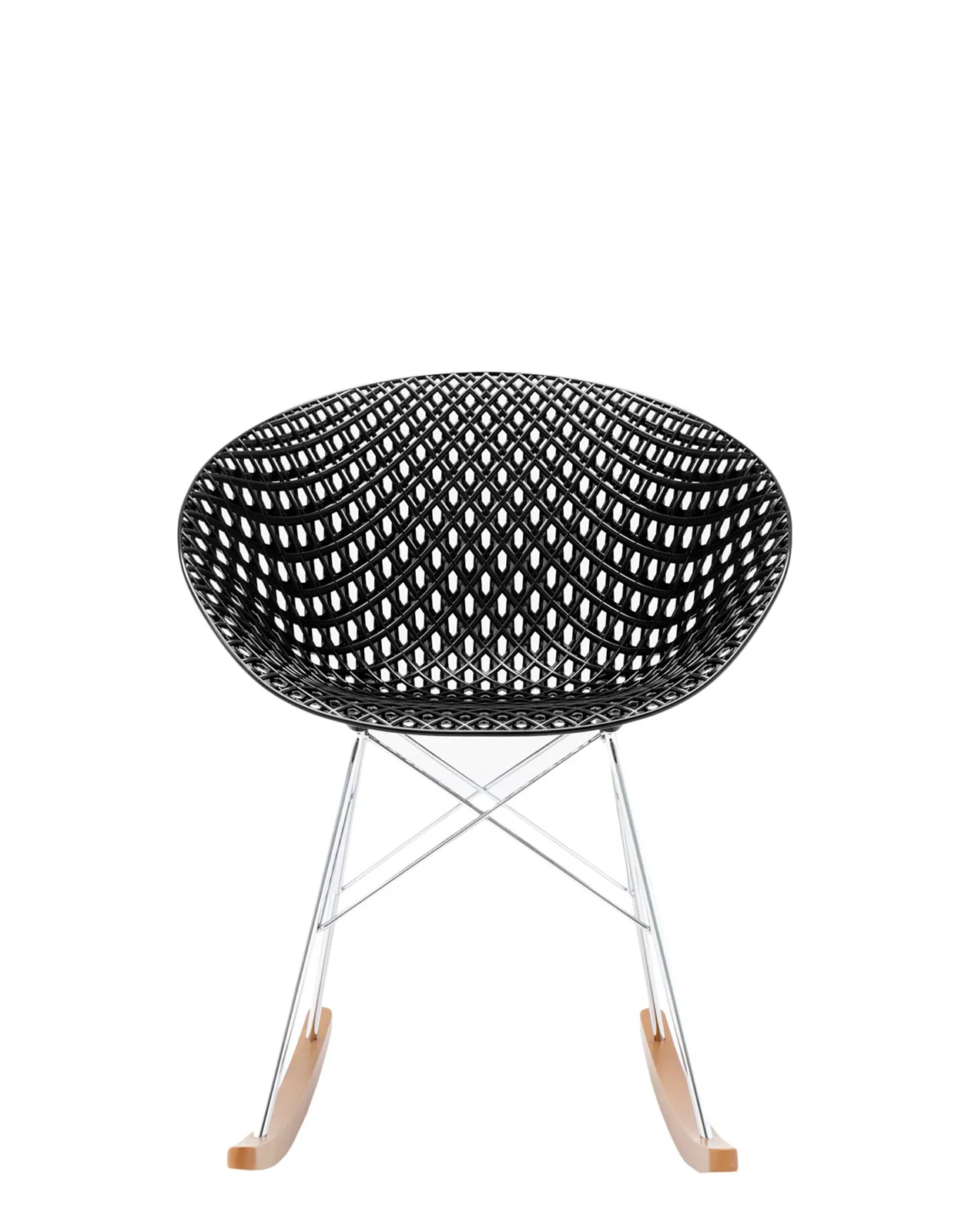 Кресло Smatrik (черное/дерево) на салазках Kartell
