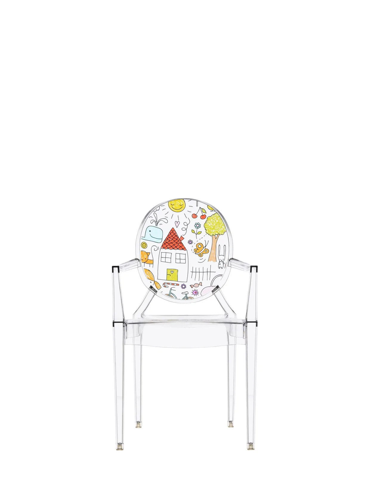 Стул детский Lou Lou Ghost (кристалл) с рисунком Kartell