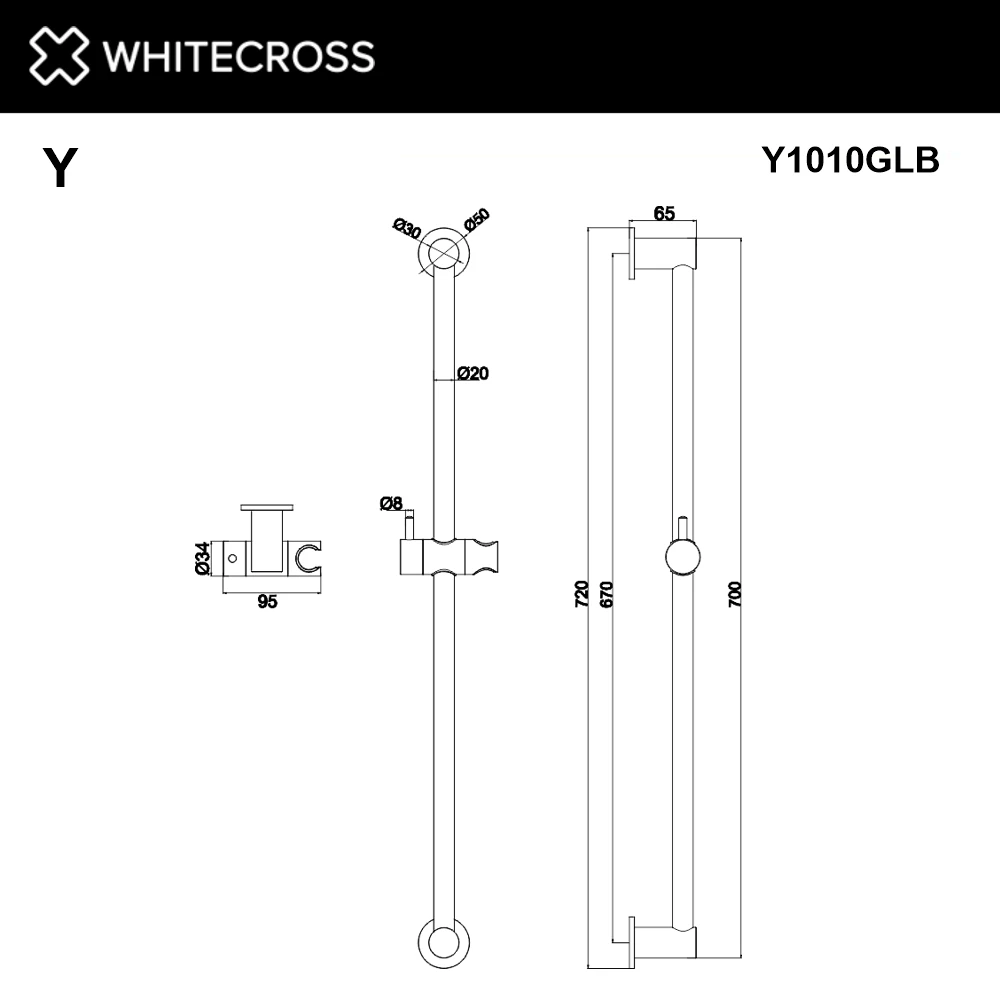 Штанга для душа WHITECROSS Y1010GL (золото) White Cross — изображение товара 3