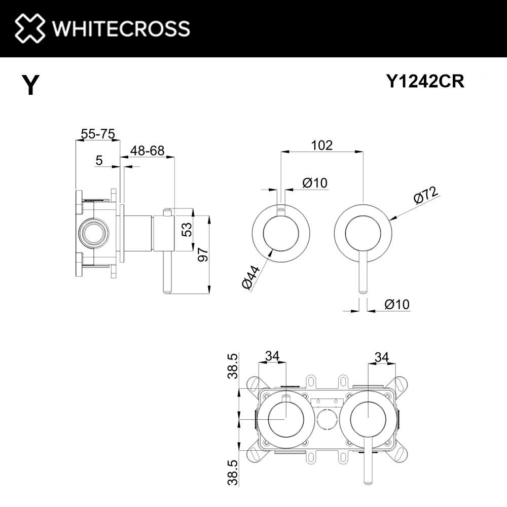 Смеситель скрытого монтажа на 2 потребителя WHITECROSS Y1242CR (хром) White Cross — изображение товара 3