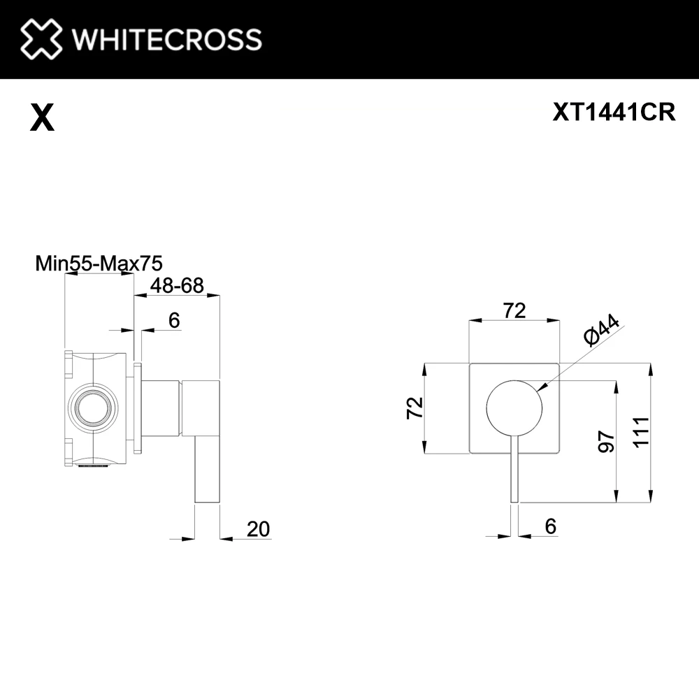 Смеситель скрытого монтажа на 1 потребитель WHITECROSS XT1441CR (хром) White Cross — изображение товара 2