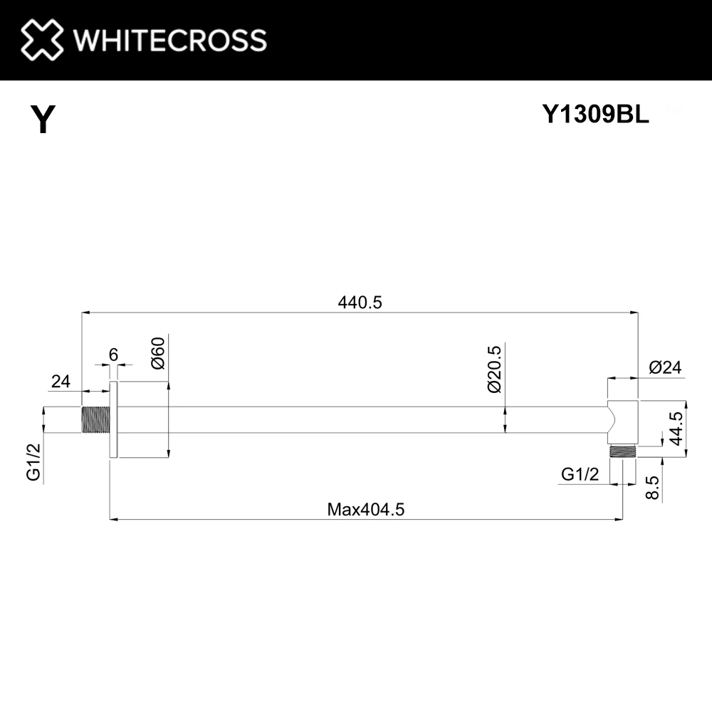 Кронштейн душевой настенный WHITECROSS Y1309BL (черный мат) White Cross — изображение товара 2