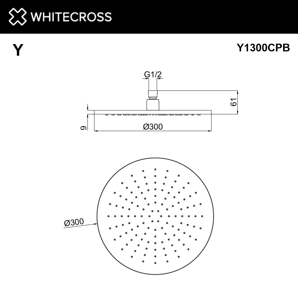 Верхний душ WHITECROSS D=30 см Y1300CPB (брашированная медь) White Cross — изображение товара 2