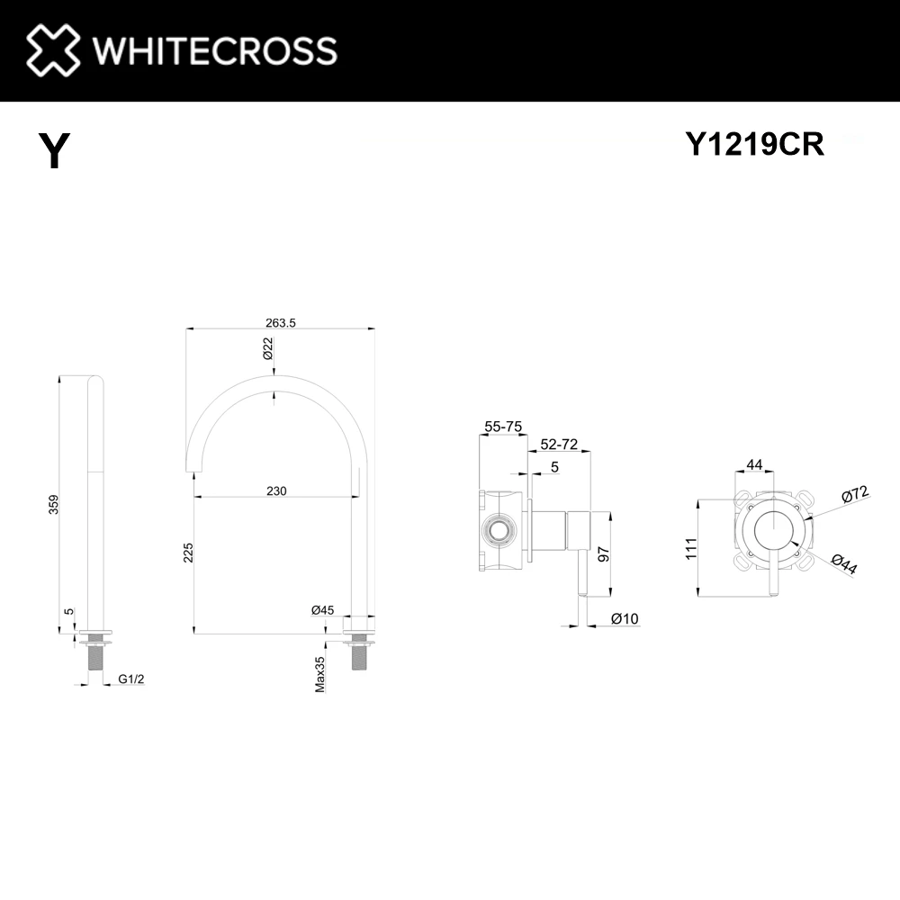 Смеситель для умывальника с выносным управлением WHITECROSS Y1219CR (хром) White Cross — изображение товара 2