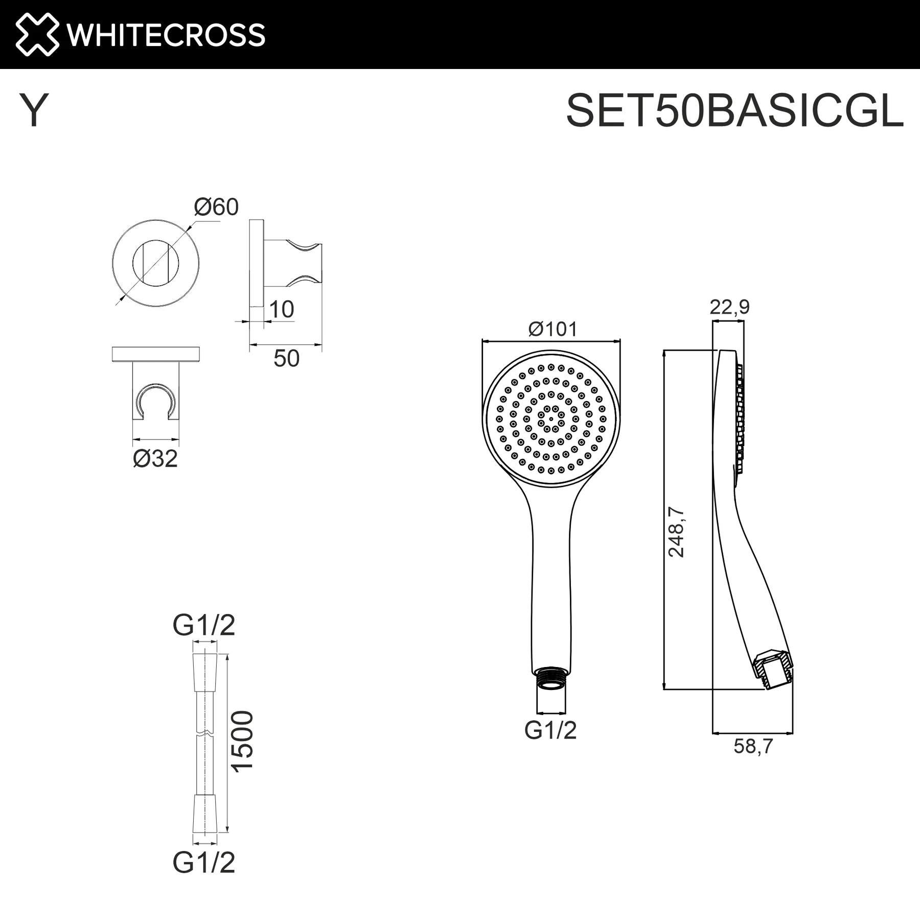 Душевой гарнитур точечный WHITECROSS SET50BASICGL (золото) White Cross — изображение товара 2