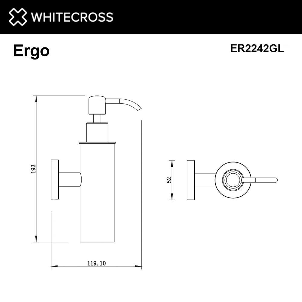 Дозатор для жидкого мыла подвесной WHITECROSS Ergo ER2242GL (золото) White Cross — изображение товара 2