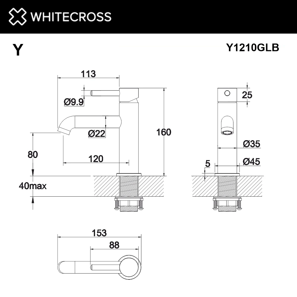 Смеситель для умывальника WHITECROSS Y1210GLB (брашированное золото) White Cross — изображение товара 3