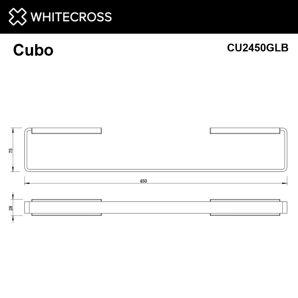 Полотенцедержатель 450 мм. WHITECROSS Cubo CU2450GLB (брашированное золото) White Cross — изображение товара 2