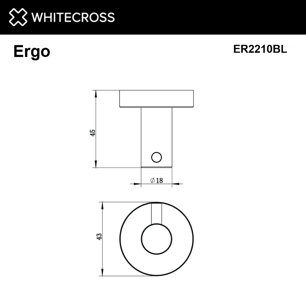 Крючок WHITECROSS Ergo ER2210BL (черный мат) White Cross — изображение товара 3