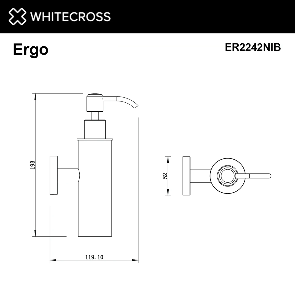 Дозатор для жидкого мыла подвесной WHITECROSS Ergo ER2242NIB (брашированный никель) White Cross — изображение товара 2