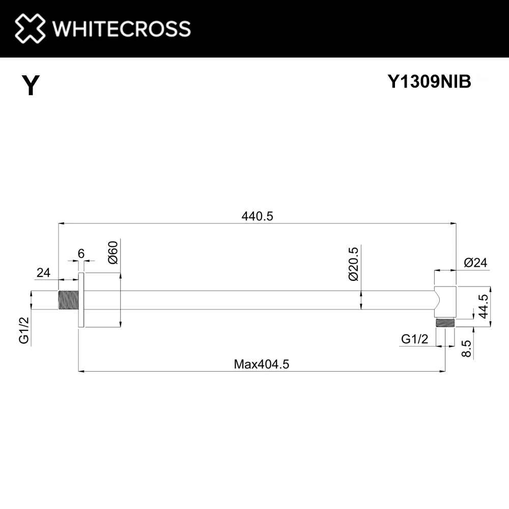 Кронштейн душевой настенный WHITECROSS Y1309NIB (брашированный никель) White Cross — изображение товара 2
