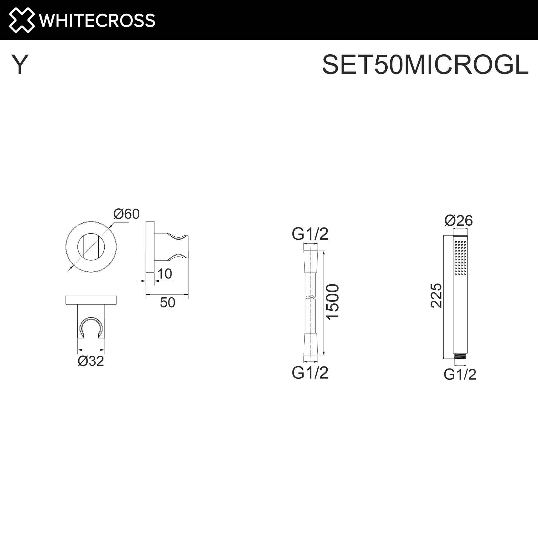 Душевой гарнитур точечный WHITECROSS SET50MICROGL (золото) White Cross — изображение товара 2