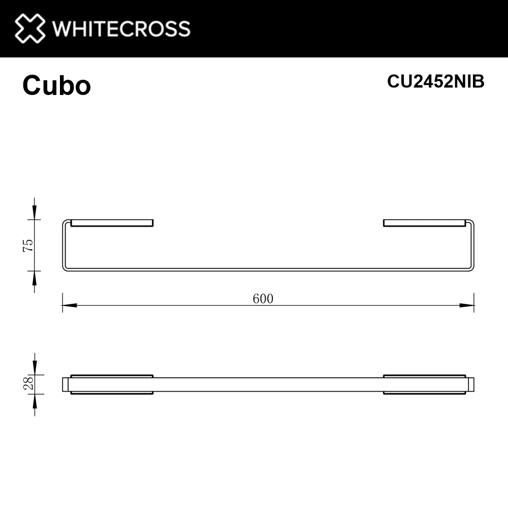 Полотенцедержатель 600 мм. WHITECROSS Cubo CU2452NIB (брашированный никель) White Cross — изображение товара 2