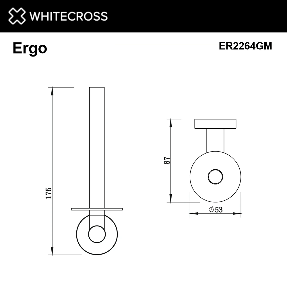 Держатель запасного рулона туалетной бумаги WHITECROSS Ergo ER2264GM (оружейная сталь) White Cross — изображение товара 2