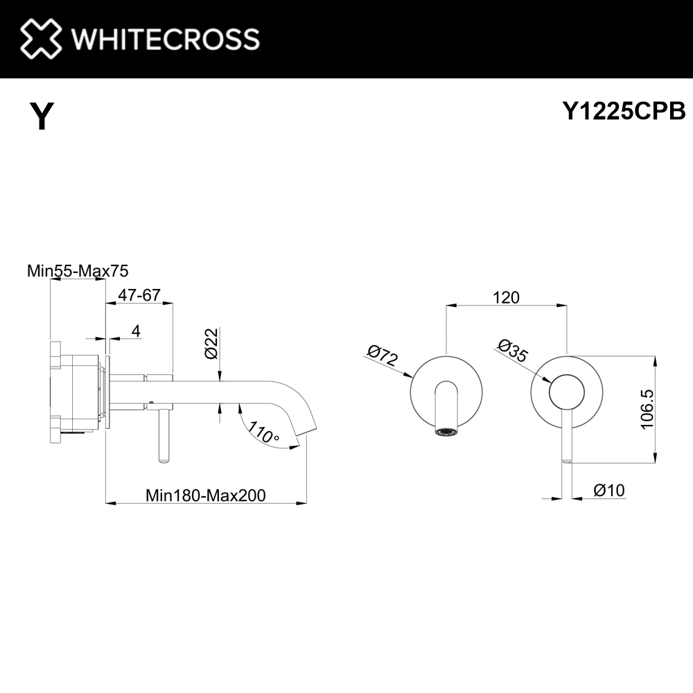 Смеситель для умывальника скрытого монтажа WHITECROSS Y1225CPB (брашированная медь) White Cross — изображение товара 2