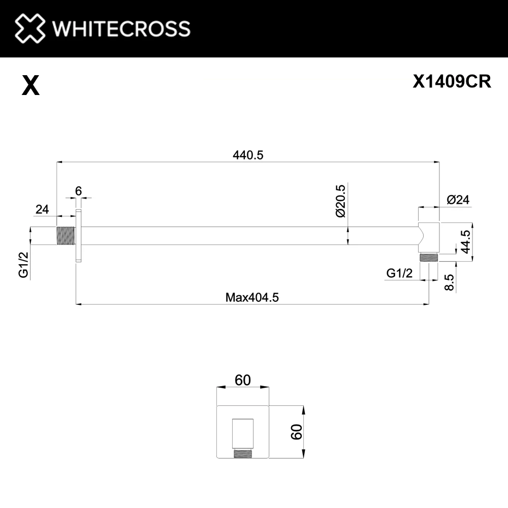 Кронштейн душевой настенный WHITECROSS X1409CR (хром) White Cross — изображение товара 2