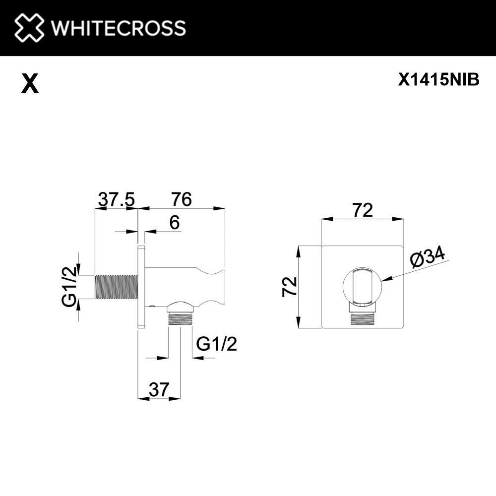 Угловой соединительный элемент с держателем лейки WHITECROSS X1415NIB (брашированный никель) White Cross — изображение товара 2
