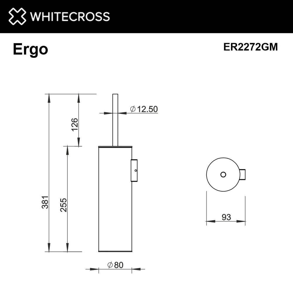 Ёршик подвесной WHITECROSS Ergo ER2272GM (оружейная сталь) White Cross — изображение товара 2