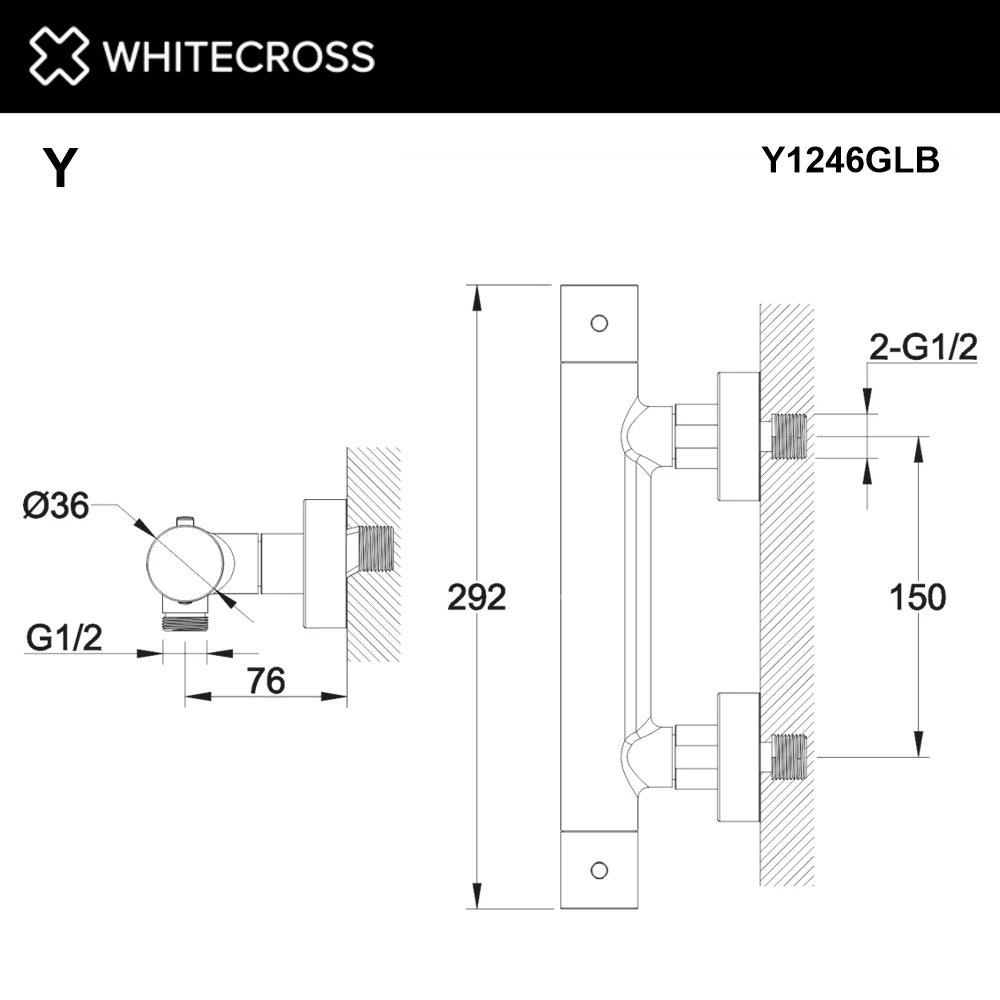 Смеситель термостатический для душа WHITECROSS Y1246GLB (брашированное золото) White Cross — изображение товара 3