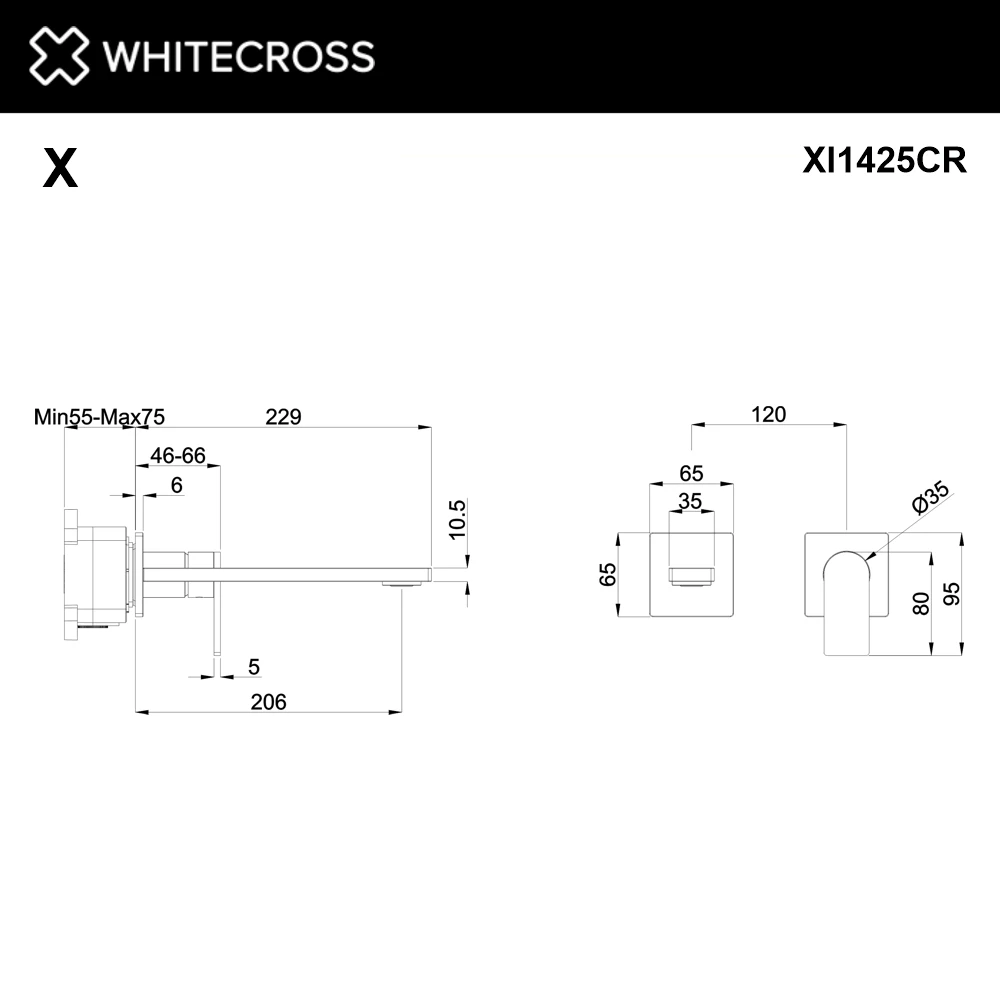Смеситель для умывальника скрытого монтажа WHITECROSS XI1425CR (хром) White Cross — изображение товара 2