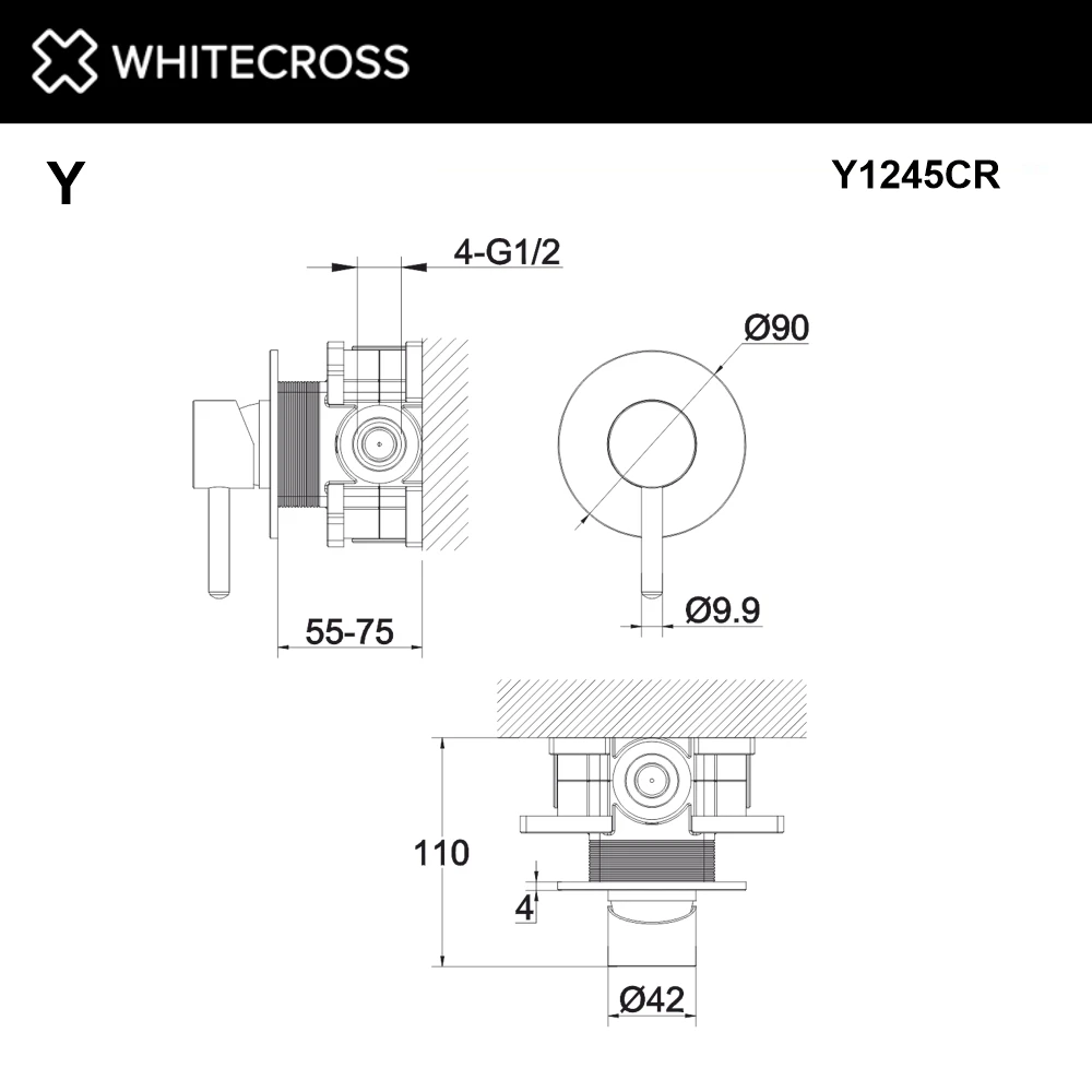 Смеситель скрытого монтажа на 1 потребитель WHITECROSS Y1245CR (хром) White Cross — изображение товара 3